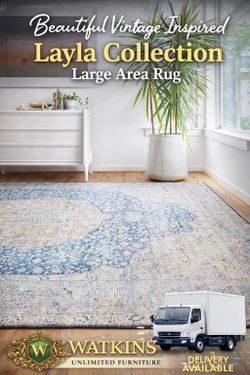 Loloi Layla Collection LAY-07 Blue/Tangerine 9'-0" x 12'-0" .13" Thick Area Rug, Soft, Durable, Vintage Inspired, Distressed, Low Pile, Non-Shedding, 