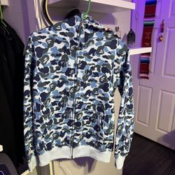 camo blue bape hoodie