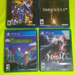Playstation 4- Terraria,megaman legacy 2,dark Souls remastered And Nioh