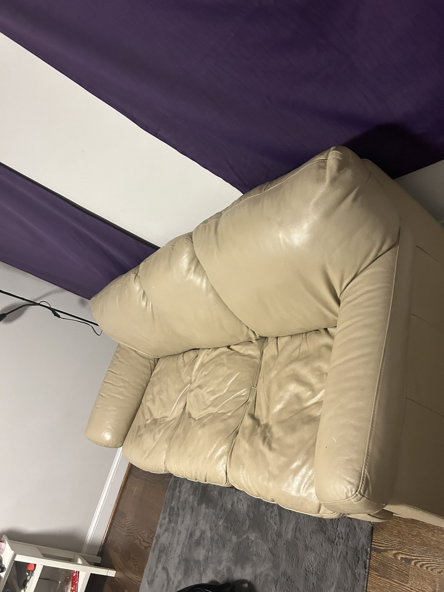 Cream Leather Sofa
