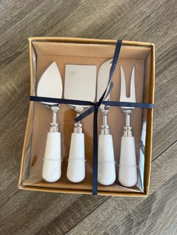 Pottery Barn Cheese Knife Set with Marble Handles
