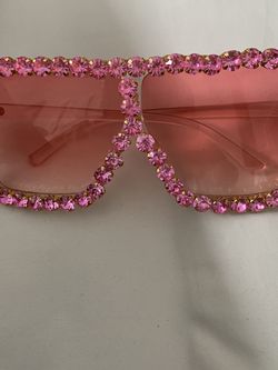 Pink Rhinestone Square Sunglasses