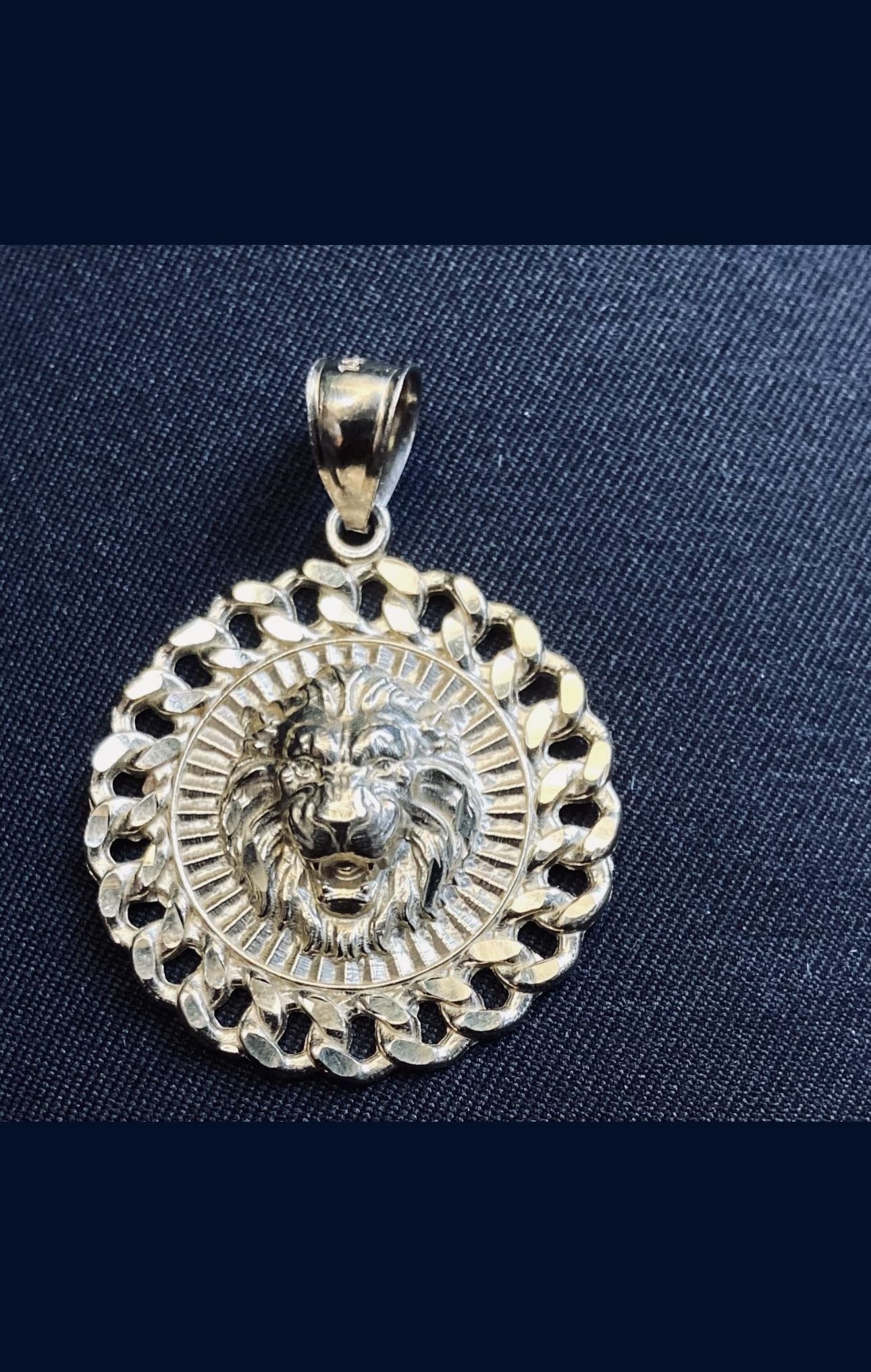 14k Solid Gold Lion Pendant