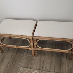 Uttermost Laguna Wood and White Small Bench 2 Pcs  
