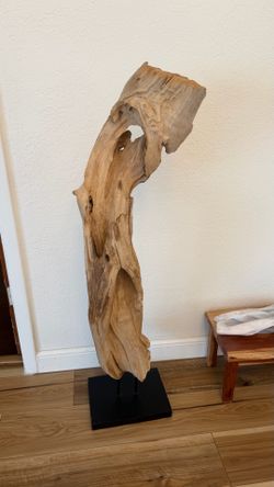natural wood/driftwood sculptures mounted on custom metal bases