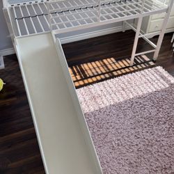 Junior Twin Metal Loft Bed with Slide, Multifunctional Design