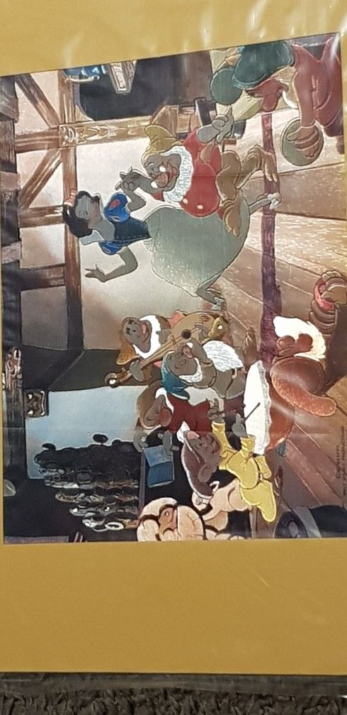 11x14 Vintage Disney Productions Foil Picture Snow White And Seven Dwarfs Collectibles 