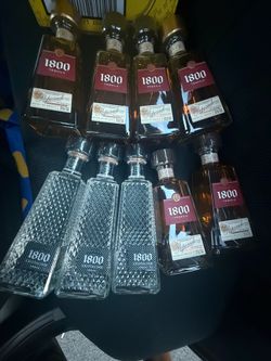 1800 Tequila Bottles - Reposado & Cristalino (Lot of 9) - Sealed / Full
