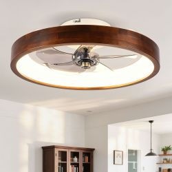 20 Modern Flush Mount Ceiling Fans with Lights Kit (LED) , 3000-6500K Dimmable LED Fan Light, 6 Speeds, Quiet DC Motor For Living room, Bedroom,Kitche