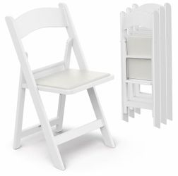 White resin folding chairs, pack of 4, folding chair