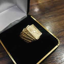 14KT Men’s Gold Poker Cards Nugget Ring