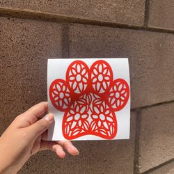 Dog Paw, Flowers, Girl, Dog Lover Car Decals 