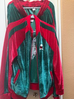 Red and Green Velour Christmas Jogging Set