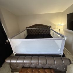 NEW 3-Piece Full Size Toddler Bed Rail Set - No Drill - Grey/White