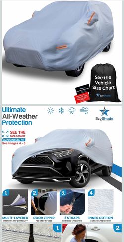 EzyShade 10-Layer SUV Car Cover Waterproof All Weather. See Vehicle Size-Chart for Accurate Fit. Outdoor Full Exterior Covers for Automobiles Heavy Du
