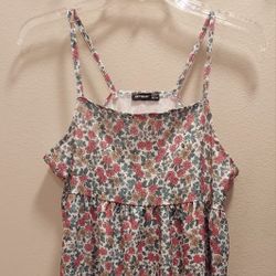 SPAGHETTI STRAP FLORAL MINI DRESS ( SIZE LARGE )