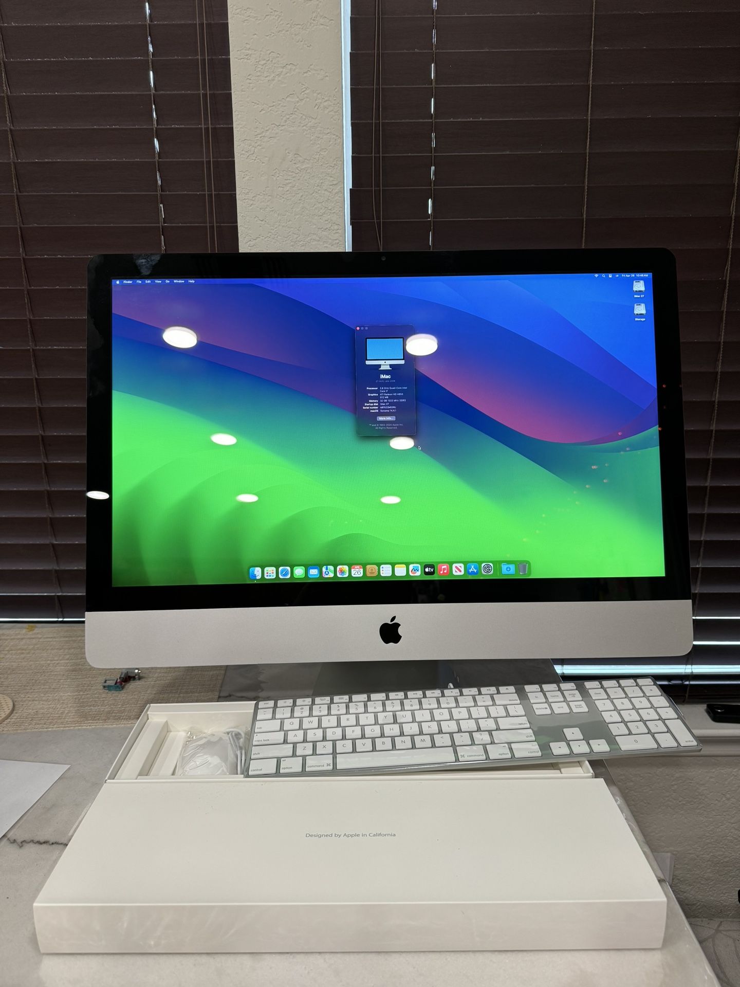 Upgraded Apple iMac 27”, 2.8GHz Quad Core i7, 32GB Ram, 480Gb SSD, 1TB HD, New Apple Keyboard/Mouse
