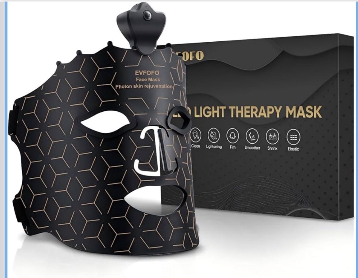 Red Light Therapy Mask for Face, 7 Colors LED Face Mask Light Therapy At Home, Led Face Mask Light Therapy, Black