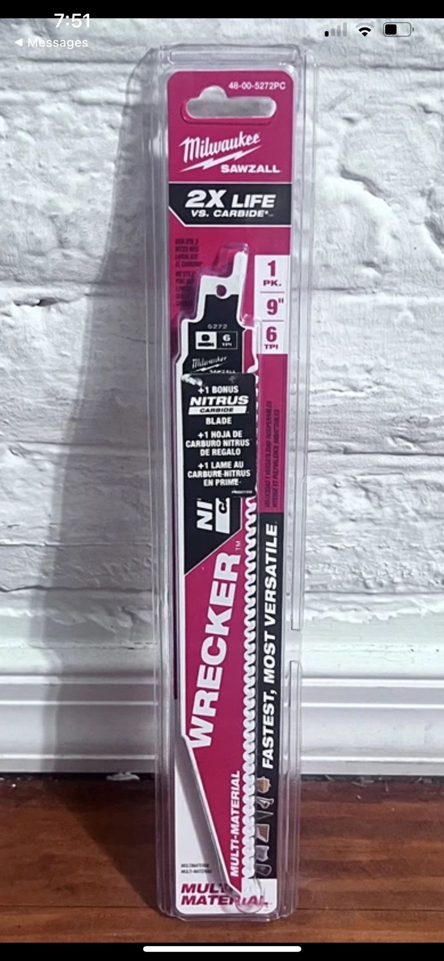 Milwaukee 9” 6 TPI WRECKER Nitrus Carbide Recip’ Saw Blades, 48-00-5272PC 2-pack