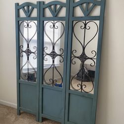 3 Panel Wood/Mirror Decorative Panel