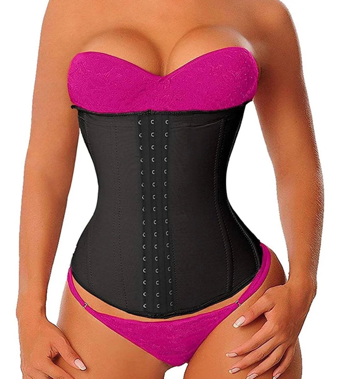 Women’s 4XL Latex Long Torso Waist Trainer 9 Steel Bones 3 Row Hooks NEW!!