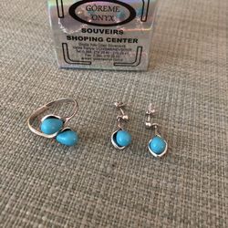 turquoise earling and ring(New)