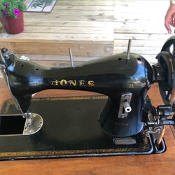 Antique Jones Sewing Machine Cabinet Vintage 1800’s