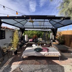  Designer Outdoor Lounge – Blu Dot + West Elm – Complete Gazebo Setup – Turnkey Oasis