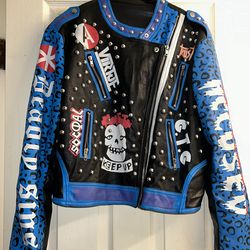 Azalea Wang Stud Leather Moto Jacket