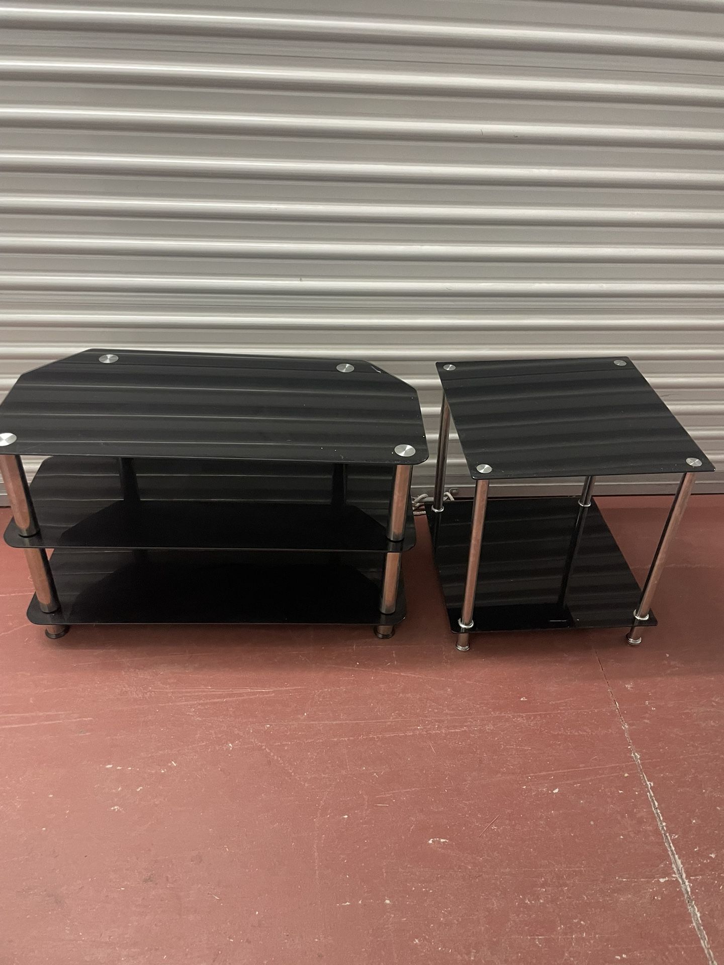 GLASS COFFEE TABLE & NIGHTSTAND