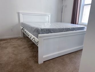 Full Solid Wood Bed With Memory Foam Mattress $480