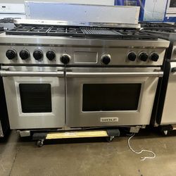 WOLF 48”WIDE DUAL FUEL RANGE STOVE STAINLESS STEEL WITH GRILL 