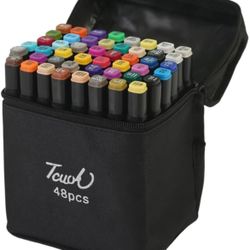 Markers, 48 Colors Art Drawing Markers Set for Kids Adults Dual Tip Permanent Sketch Markers, with Organizing Case Marker Set Quick-Drying@H7-678