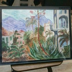 Framed Watercolor Monet Replica