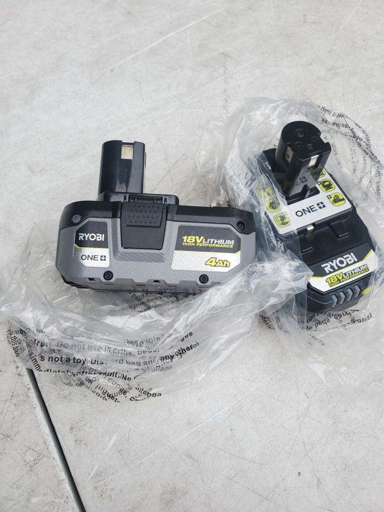 Selling Each 75.00 Brand New Ryobi One Plus 18V Lithium-Ion High Performance 4Ah Batteries Please Read Full Description
