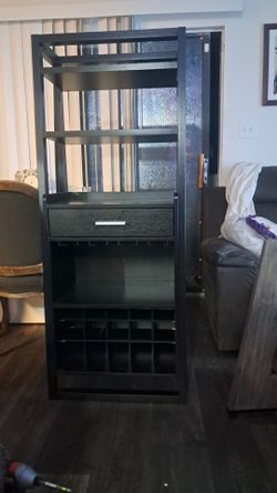 🍷 Elegant Tall Wine Bar Cabinet with Bottle & Glass Storage
