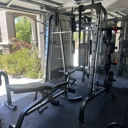 Gym Equipment- Marcy Smith Machine / Cage System with Pull-Up Bar and Landmine Station.