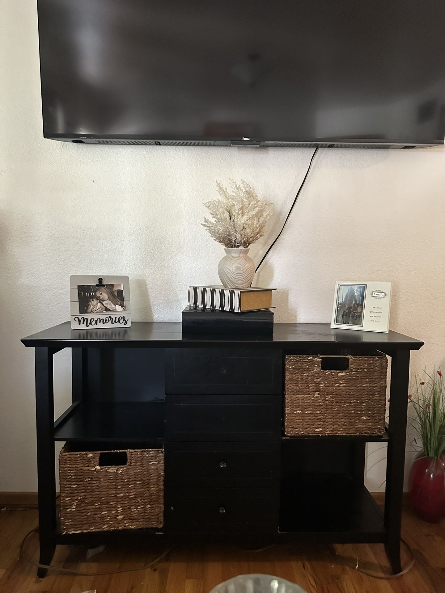 Black Tv Stands With Wicker Basket