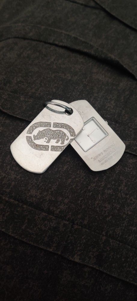 Marc Ecko Dog Tag Clock Pendant Watch For Necklace