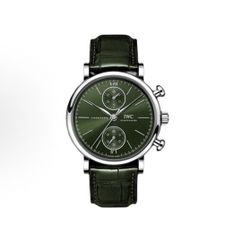 IWC Baitao Fino Series Automatic Mechanical Movement 30m Waterproof Men's Watch Swiss Watch 39mm Green Dial Stainless Steel Case Crocodile(153)13