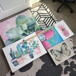 Wall Art Pink Turquoise