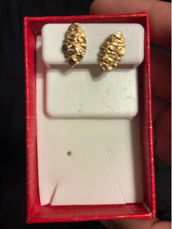Gold nugget earrings 14k