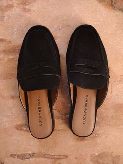 Lucky Brand Women's Black Suede Slip-On Mules Size 7M