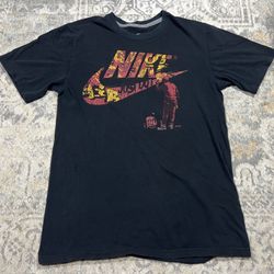 Nike Shirt Mens Size S Black Short Sleeve Graphic Tee Swoosh Logo  