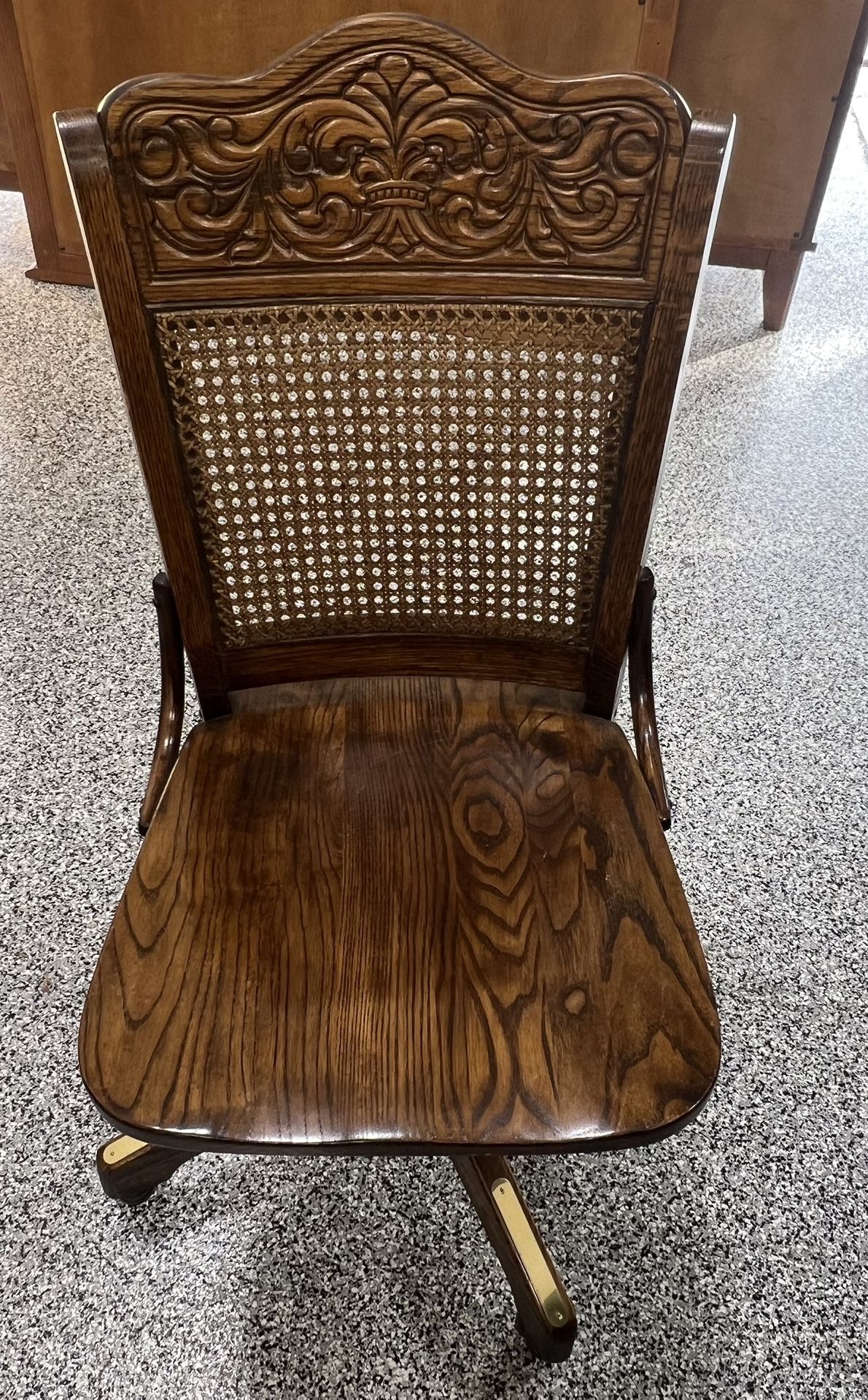   Vintage by Pioneer Mfg Swivel Desk Cane Back Chair Mid Century MCM