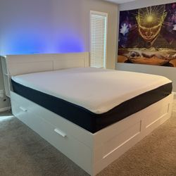 MUST SELL: IKEA BRIMNES King Storage Bed Frame + King Purple Plus Memory Foam Ma