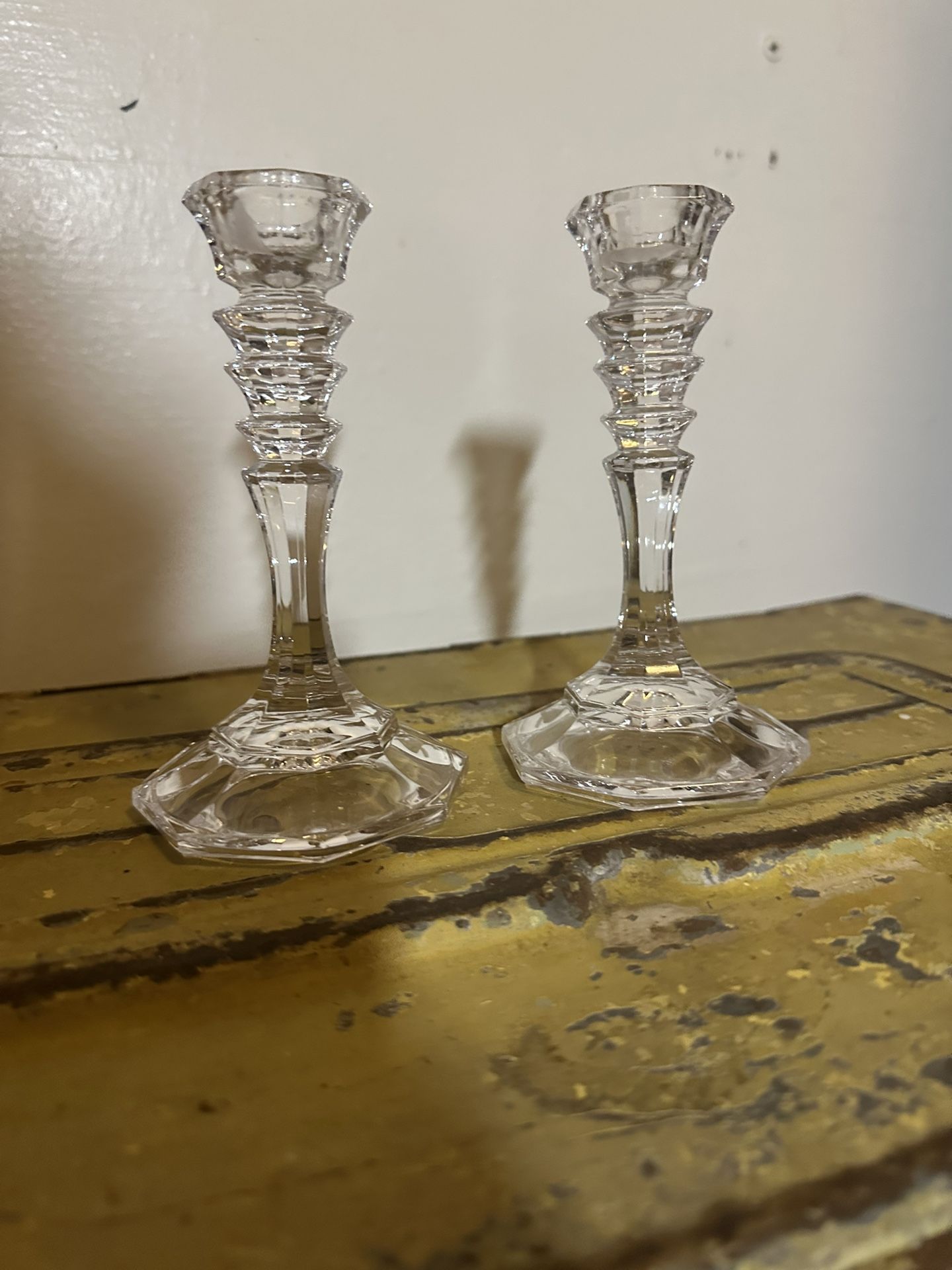 Pair Of Glass Candlesticks