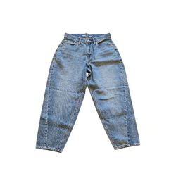 Old Navy 6 Petite Extra High Rise Ballon Nanelle Wash Blue Cotton Denim Jeans