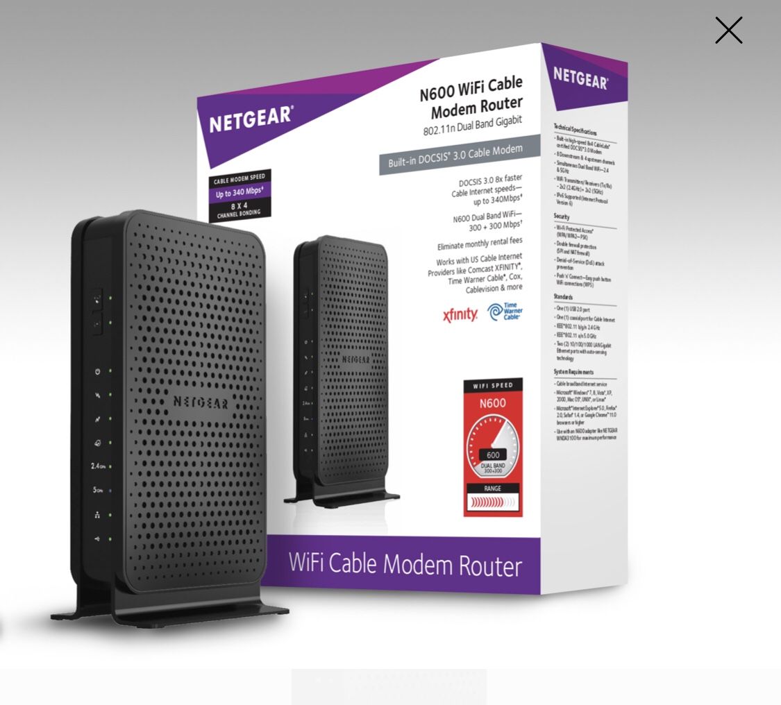 Netgear cable modem router combo for up to 400mbps