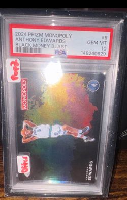 2024 Prizm Monopoly Anthony Edwards Black Money Blast PSA 10